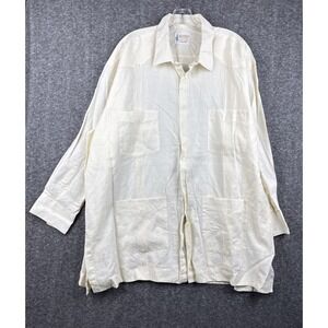 VTG Ramon Puig Guayabera Shirt Men Large Cuban Miami Long Sleeve Pockets Texture